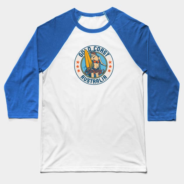 Vintage Surfing Badge for Gold Coast, Australia Baseball T-Shirt by SLAG_Creative
